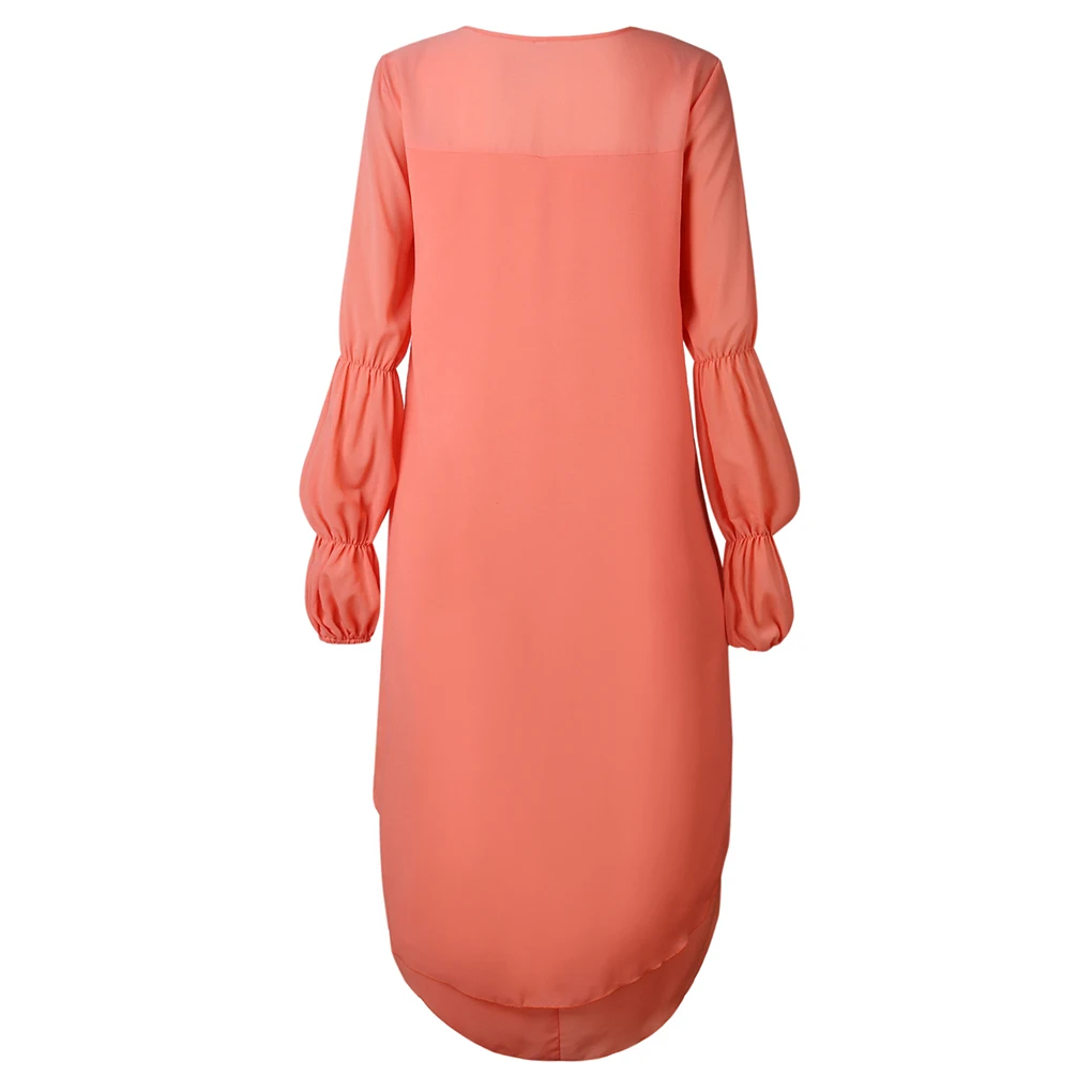 Femmes Peplum volants haut irrégulier chemisier fille trompette manches t-shirt pull robe longue