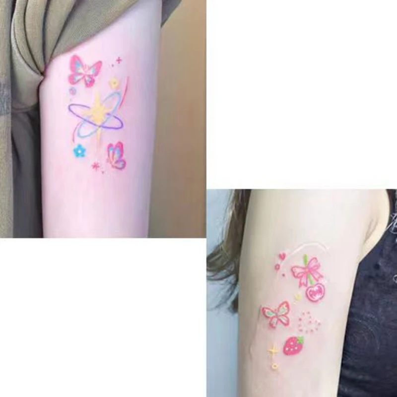 Cherry Butterfly Star Temporary Tattoo Stickers Waterproof Cute Girl Fake Tattoo Female Arm Small Pattern Color Faux Tatouage