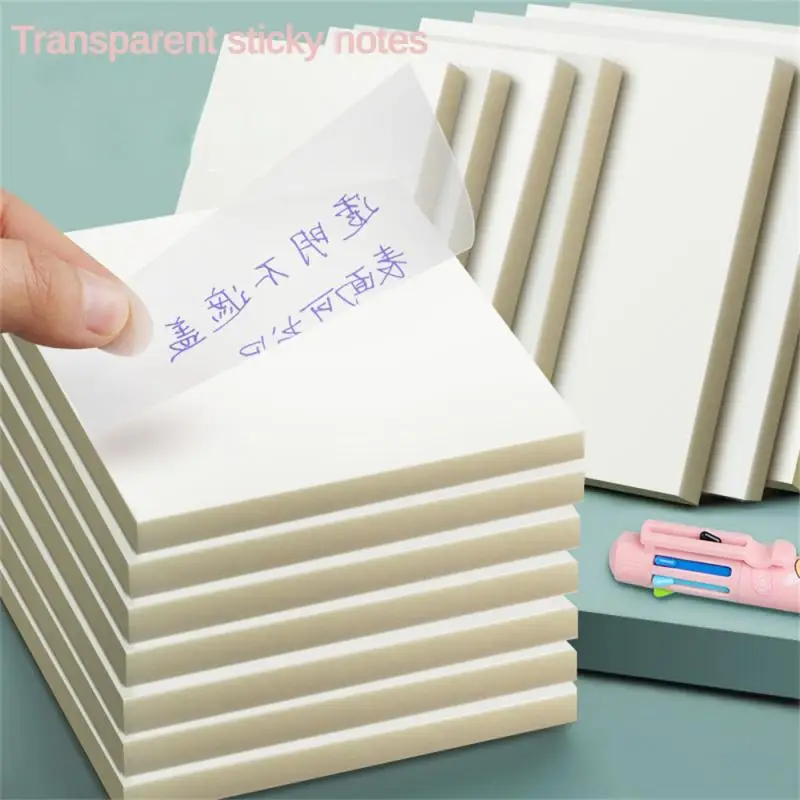 50 Sheets Transparent Notes Scrapes Stickers Pads Posted it Paper Clear Notepad School Stationery Office Supplies