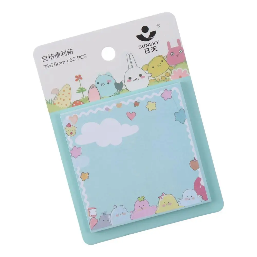 4Pcs 50 Sheets Animal Sticky Notes Set Cute Self-Stick Writing Note Pads Cartoon Office Supplies