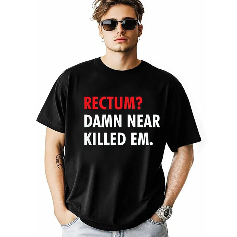 Rektum? Fast Habe Sie Getötet T-Shirt Y2k Lustiger Rectum Dad Style Witz-Geschenk-Shirt Humor Personalisierte Buchstaben Bedruckte Herrenbekleidung – Detail 3