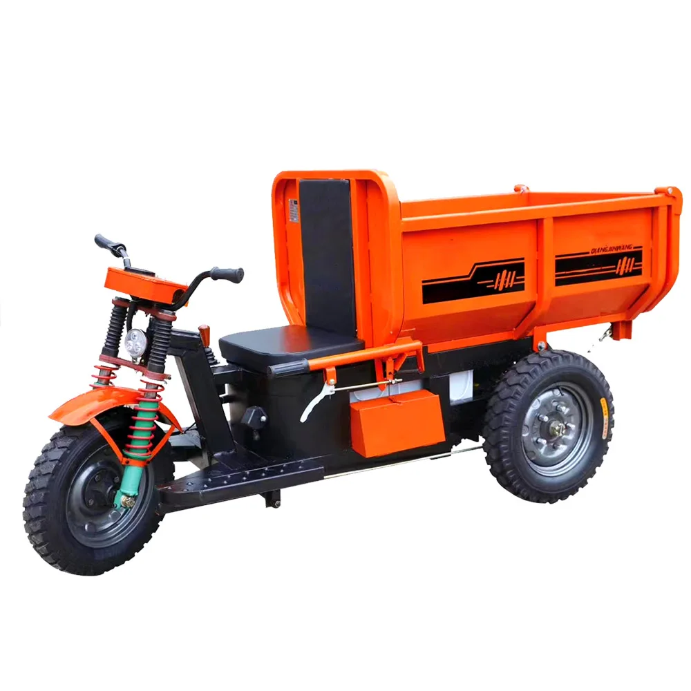 

48V Electric Three-Wheel Dump Truck for Construction Sites Open Body Heavy Cargo Transport for Concrete Mortar Engineering
