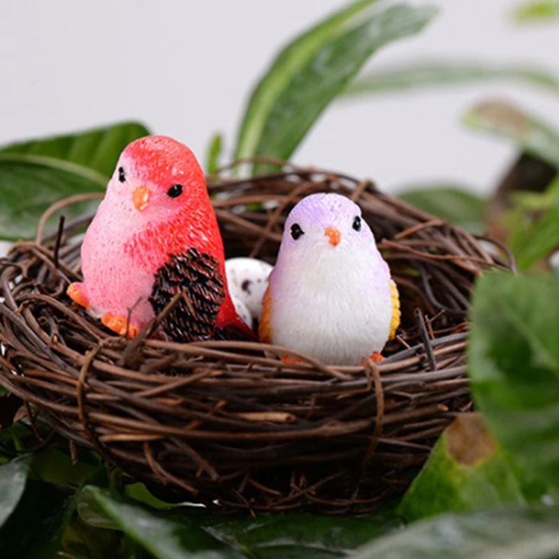 8ชิ้น/เซ็ตเรซิ่น Little Parrot Bird Figurine สัตว์ DIY การตกแต่งบ้าน Miniature Fairy Garden Bonsai อุปกรณ์ประดับตกแต่ง