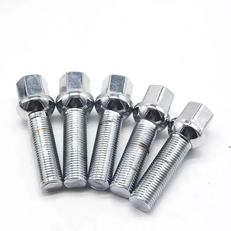 

10 штук удлиненных стальных колесных болтов M14 x 1.5 мм (35/40/45/50/55/60/65 мм) с гайками, подходят для Audi, Volkswagen, Porsche, Skoda