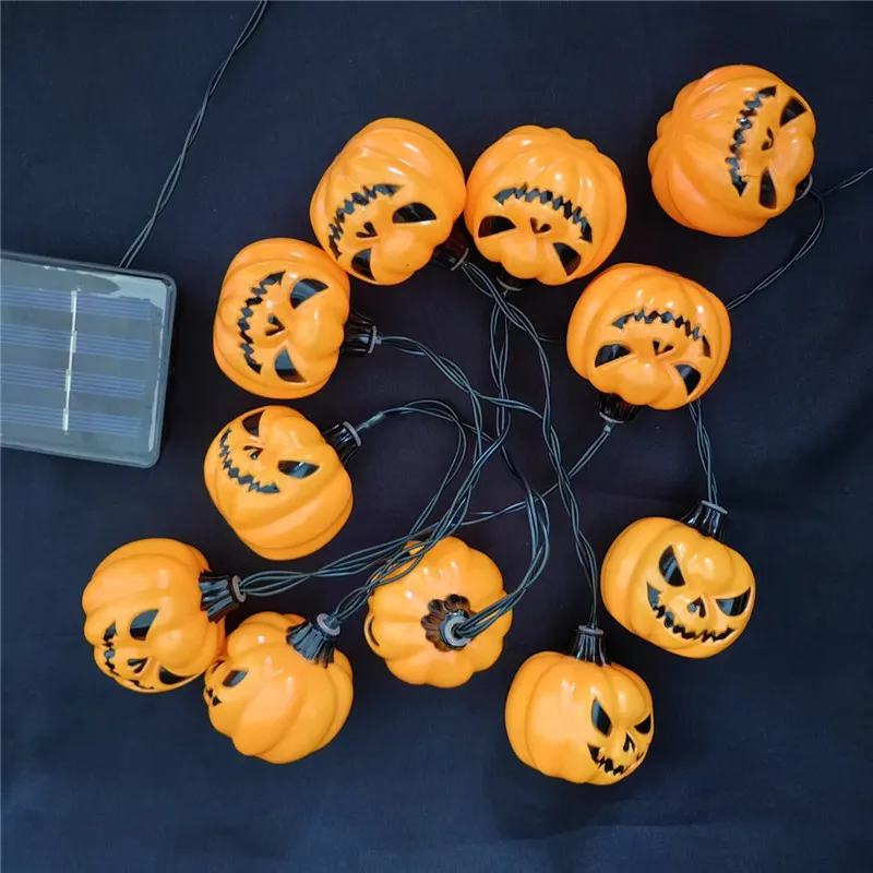 أضواء الشمسية لزينة الهالوين اليقطين في الهواء الطلق سلسلة أضواء مخيفة لديكور ساحة حديقة عيد الفصح