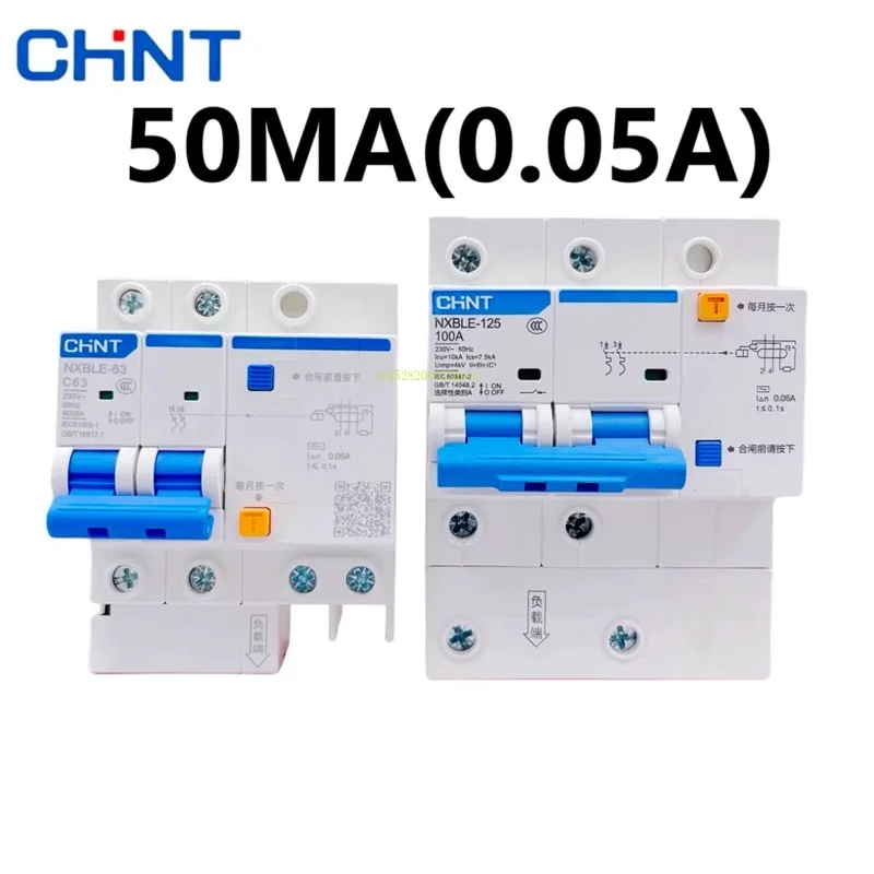 

CHINT NXBLE 50MA 0.-5A RCBO Residual Current Operated Circuit Breaker Thermal Magnetic Switch NXBLE-63 NXBLE-125 32A 63A 125A