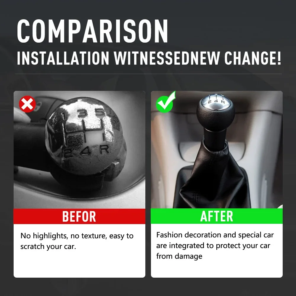 For Peugeot 206 207 307 CC For Citroen C3 C5 Xsara Complete 5 Speed Gear Shift Knob With PU Gaiter Boot Cover Car Accessories 3