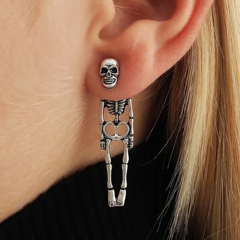 Neue Halloween Schädel Skelett Ohrringe für Frauen Mode Trend Gothic Schmuck Geschenk Hip Hop Rock Coole Dropped Ohrringe Männer – Detail 1