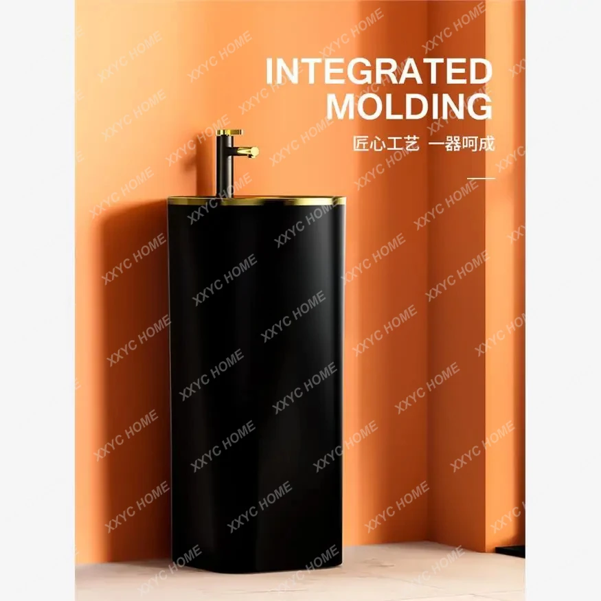 

JJBathroom Column Basin Light Luxury Creative Balcony Column Type Washbasin Outdoor Floor Type