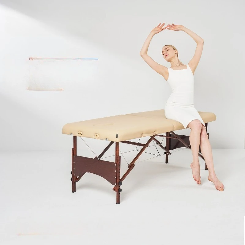 Folding massage bed household massage lifting portable beech beauty bed