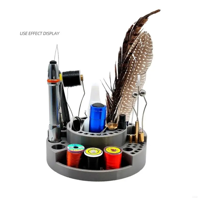Fishing Tool Storage Rack Fly Tying Station Desk Organizers Durability Functional Multiple Plastic Rack Desktop