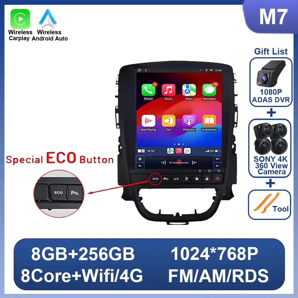 Autoradio Android 16 voor Opel Astra J Vauxhall Holden Cascada 2009-2018 Multimedia Scherm GPS Navigatie Auto Carplay ECO