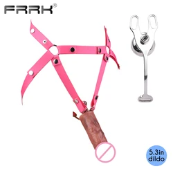 FRRK Male to Female Negative Chastity Cage Device with Elastic Sissies Pink Band Belt for 요도 Urethral Pee Adults BDSM Sex Shop