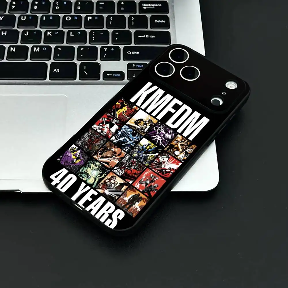 KMFDM Band Phone Case Fashion Black Frosted TPU Phone Case For IPhone 12-17. UV Spray Painted Design, Anti-fall Daily Protection