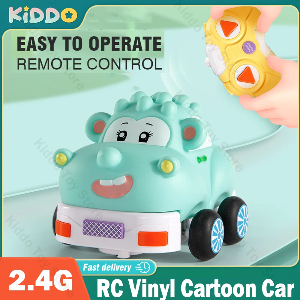 Cartoon RC Car Taxi with Remote Control Drop&Crash Resistant Waterproof Electric Car Smart Music Lighting Children Birthday Gift