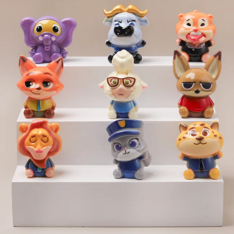

9 шт. для настольных украшений Zootopia, серия повседневной жизни, аниме-фигурки, модная коллекция Джуди, подарок на день рождения, игрушка