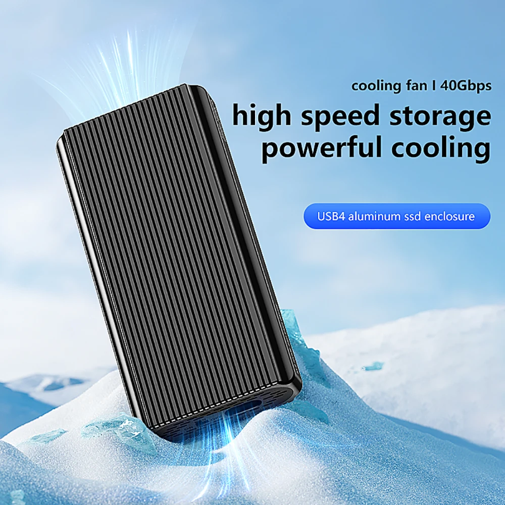 Kebidumei 40Gbps M2 NVMe SSD Enclosure USB4 Thunderbolt 3 4 PCIe Case Aluminum External Solid State Drive Adapter With Turbo Fan