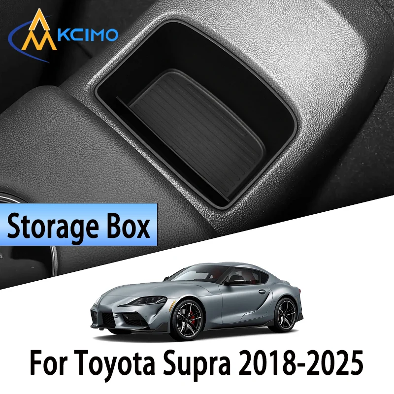 

Rear Center Console Storage Box for Toyota Supra 2018-2025, Black TPE Car Organizer Tray, Anti-Slip Interior Tidying Accessories