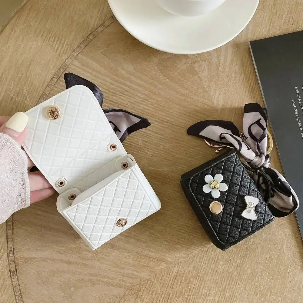 Fashion Leather Earphone Storage Bag Mini Creative Keychain Solid Color Pendant Earphone Case Bluetooth Headset Cover