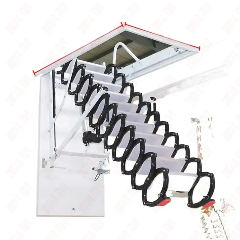 Electric Laddder Pull Down with Hatch Indoor Folding Stairs Attic Ceiling Ladder 1.5M-3.5M Custom