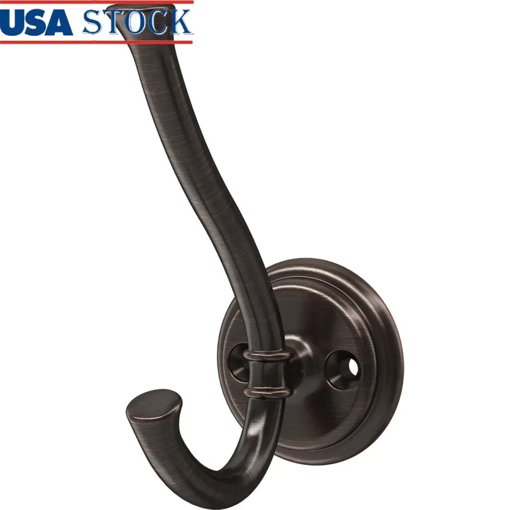 Durable Metal Wall Mounted Coat Hook 35 lbs Storage Organizer for Closet Bathroom Foyer Venetian Bronze Finish Easy Install