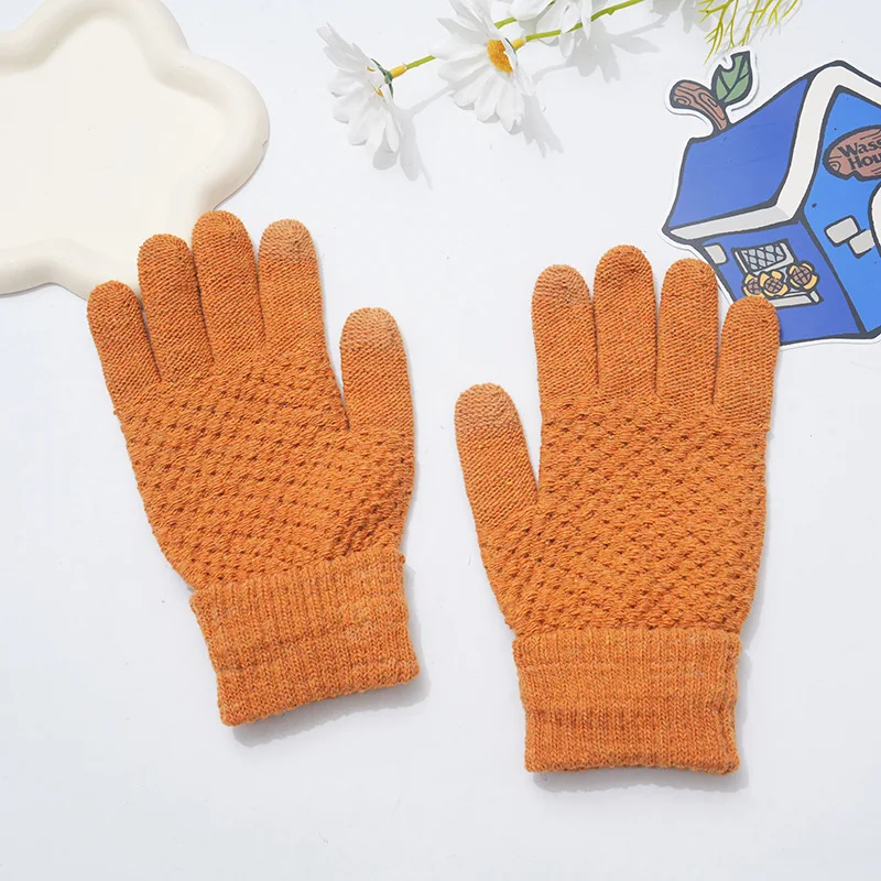 الشتاء مقاومة البرد ودافئة خمسة أصابع قفازات لركوب الدراجات في الهواء الطلق المضادة للانزلاق وشاشة تعمل باللمس قفازات غزل الجاكار المحبوكة