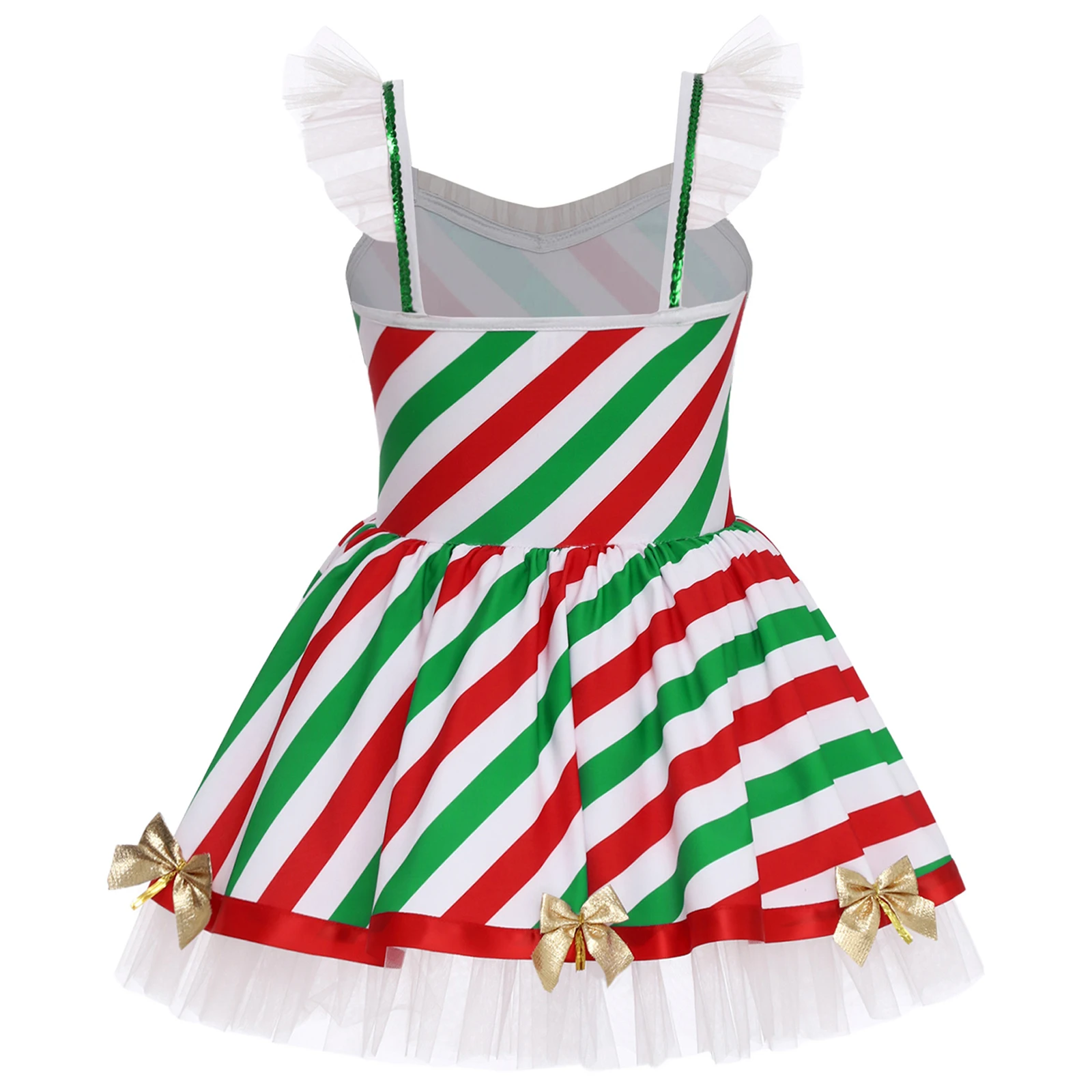 الفتيات عيد الميلاد قصب الحلوى مخطط الباليه الرقص توتو فستان تكدرت شبكة الشكل التزلج يوتار الاطفال كرنفال عيد الميلاد زي حفلة