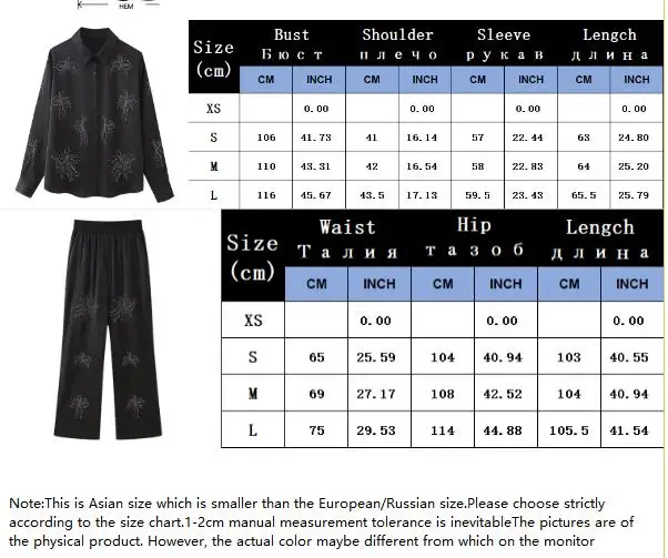 Garaouy Chic Bead Embroidery 2 Piece Pants Set Women Long Sleeve Lapel Tops High Waist Pants 2024 Lady Casual Vacation Outfit