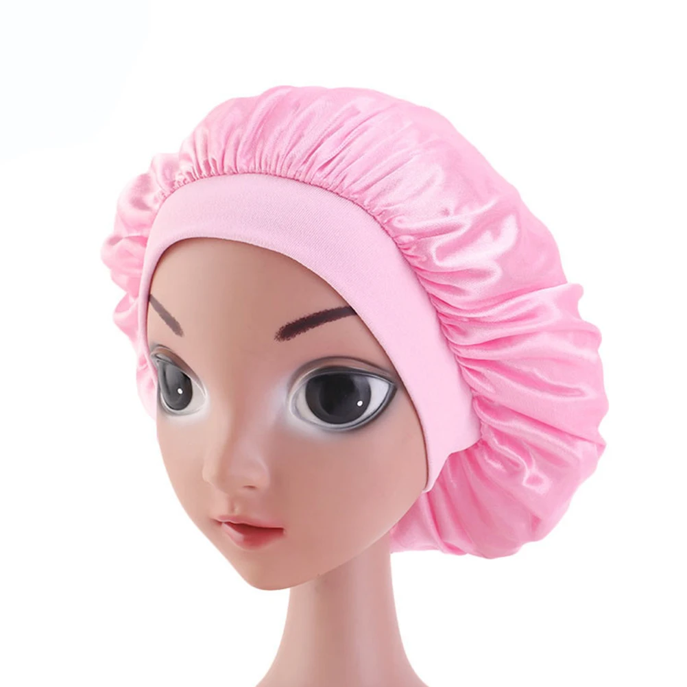 

2pcs Satin Sleep Bonnet Elastic Hair Bathing Cap Care Bathing Cap Purple Kids Child Durable Comfortable