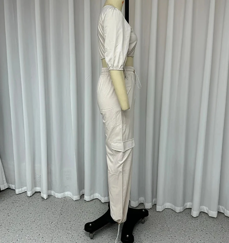 2024 Summer New Casual Two Piece Set Fashion Diagonal Collar Raglan Sleeve Top Casual Style Long Pants Two Piece Set