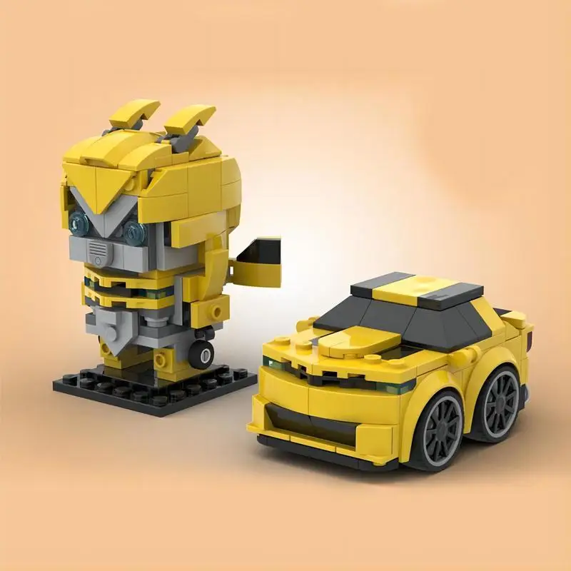 Creative Building Block Moc Bumblebee+Comalo Children'S Educational Toys Assembled Square Head Car Model