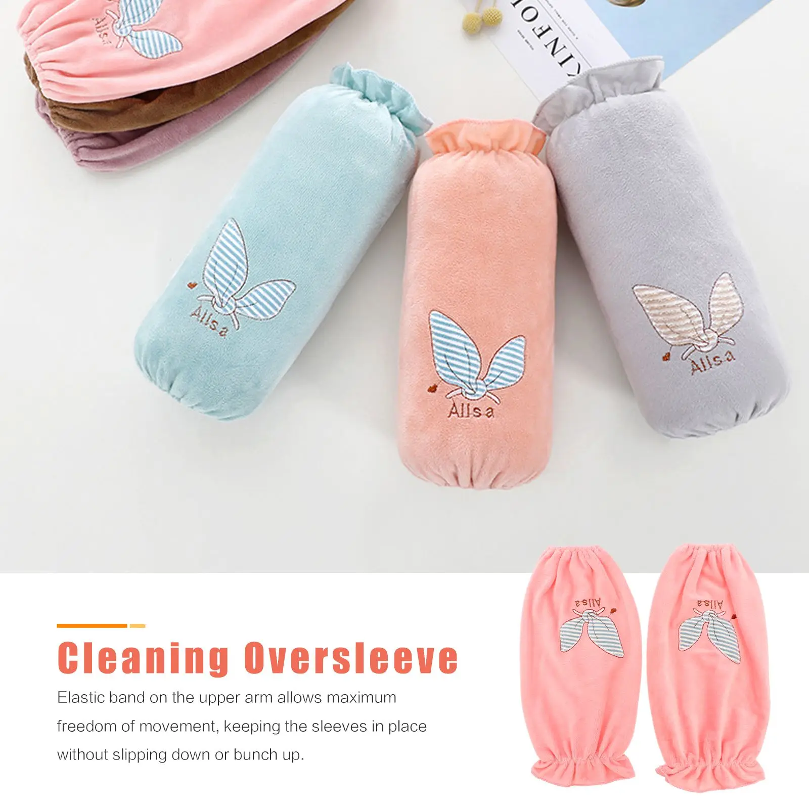 6 ชิ้นปัก WARM Oversleeve Protector ทําความสะอาดแขน Reusable Elastic Design Fit ผู้ใหญ่ในครัวเรือน
