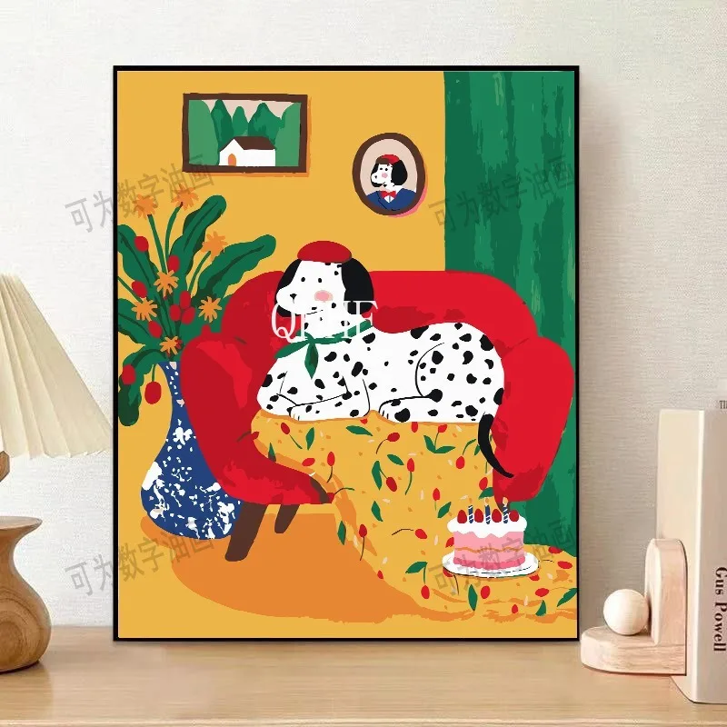 

Large color block simple digital oil painting DIY coloring healing living room decoration painting