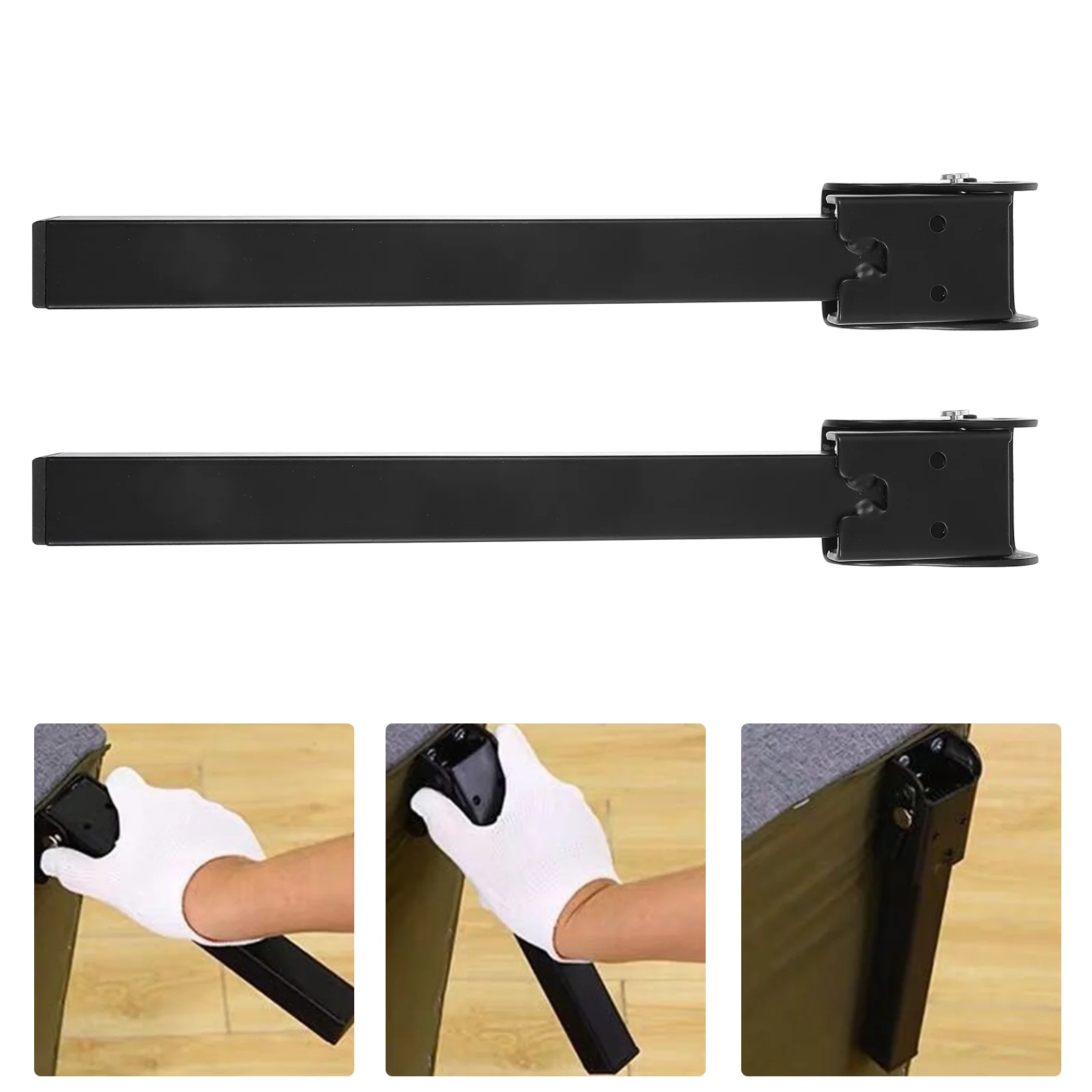 2 Pcs Invisible Folding Feet Thick Sofa Bed Legs Self-Locking Hinge Square Practical Balancing Foldable Support A3 Steel