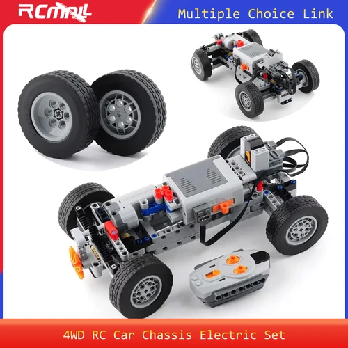 Chasis de coche teledirigido 4WD, conjunto eléctrico de tracción en las cuatro ruedas, chasis técnico de ladrillos, receptor de Control remoto IR, Kit de piezas MOC para legoeds