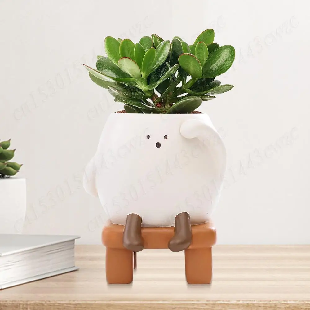 

Цветочный горшок с улыбающимся лицом, износостойкие милые маленькие фигурные цветочные горшки, милый кашпо из смолы, уличные садовые украшения, сочные горшки