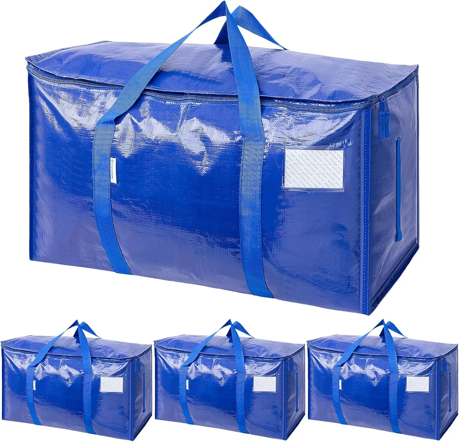

4 Pack Extra Large Moving Bags Heavy Duty with Zippers & Carrying Handles, Durable Storage Bags