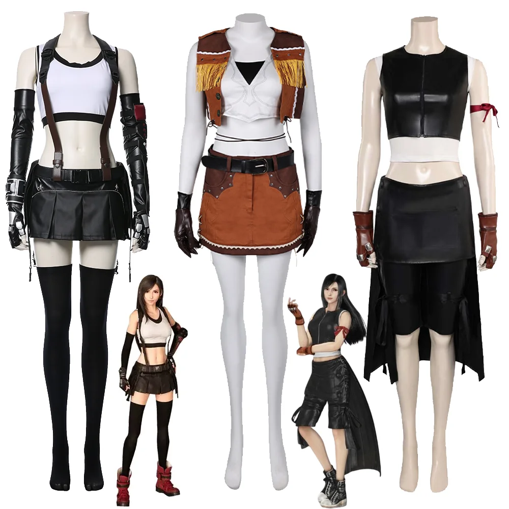 

Tifa Lockhart Costume Game Final Cosplay Fantasy Classic Clothing Dress Cowboy Disguise Women Adult Halloween Carnival Suit