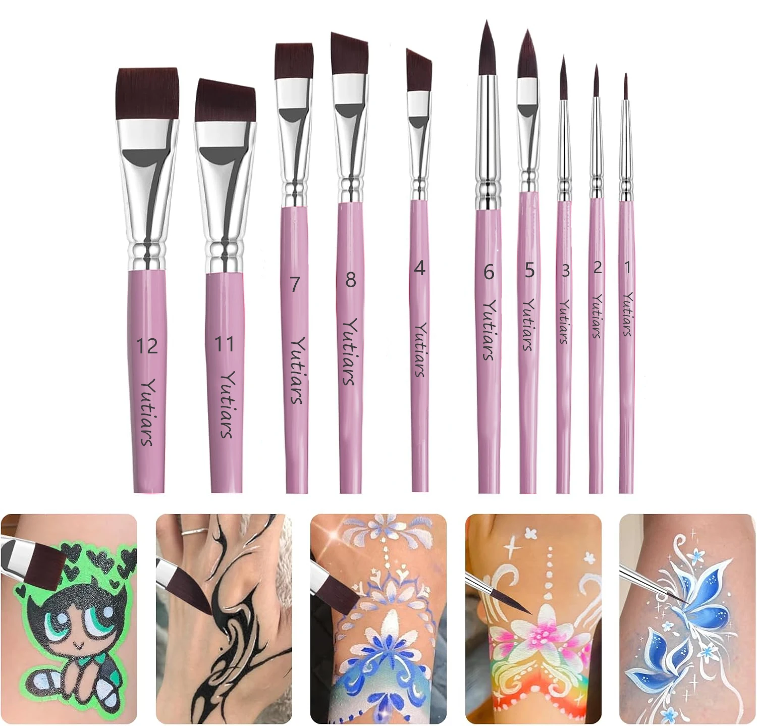 10 قطعة فرشاة وجه، 3 قطعة علبة إسفنجية للإصبع رغوة Daubers و6 قطعة إسفنجة طلاء للأكريليك الزيتي ألوان مائية لوحة قماشية صخرية