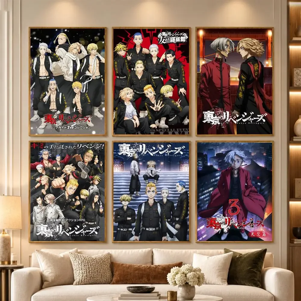 Tokyo R-Revengers Anime Poster Wall Art Stickers Self Adhesive Mural Decals for Bedroom Living Room Apartment Home Decor Gift