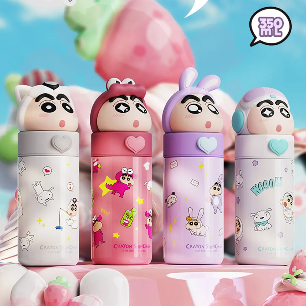 Genuine 350ML Anime Crayon Shin-Chan Stainless Steel Thermos Kawaii Cartoon Cosplay Vacuum Flask Water Bottle Tumbler Gifts