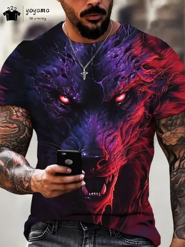 Summer 3D Animal Printed T-Shirt Street Men's Clothing Fashion Men's T-Shirt Trend Men's Tops Oversized Men's Short Sleeve Tee