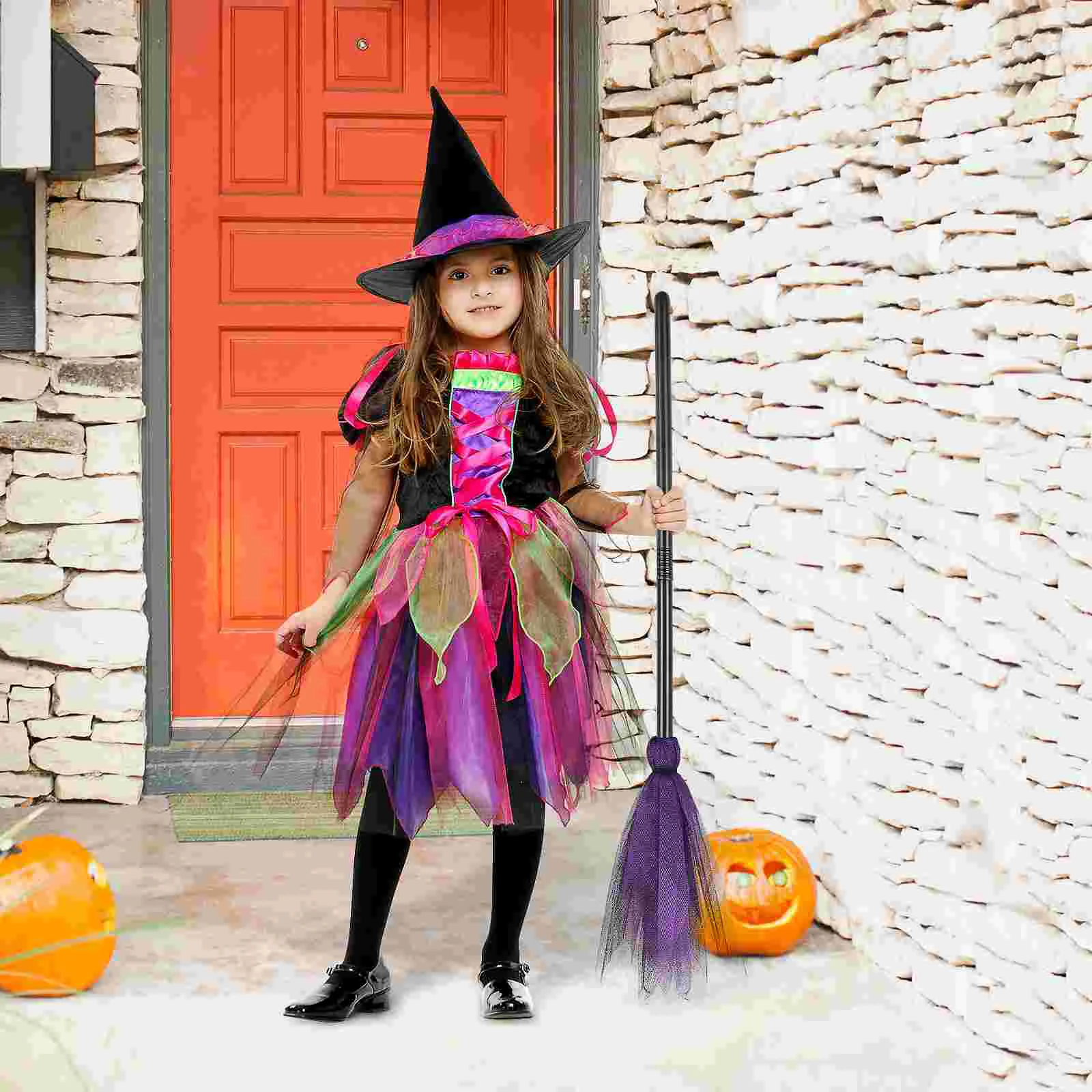 Halloween Broom Wizard Flying Wicked Broomstick Props Decor Witch for Cosplay Party Favor Make up Child