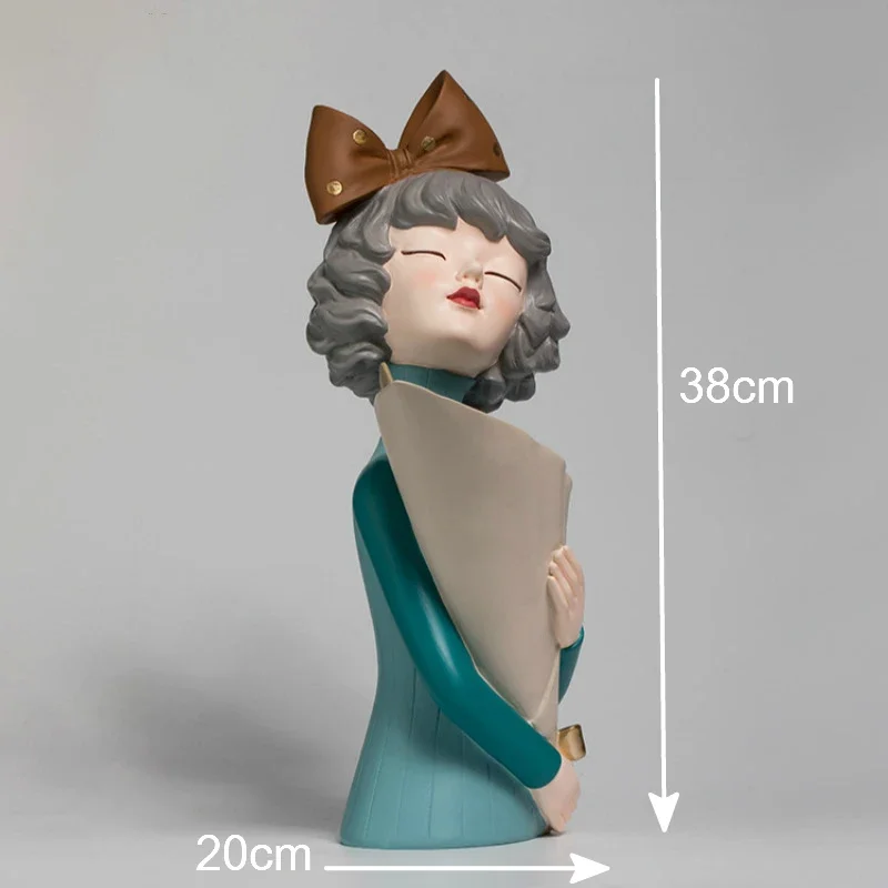 Creative Bow Girl, Resin Vase Statue Decoration, Modern Simple Living Room Entrance Bedroom Desktop Decoration Ornaments