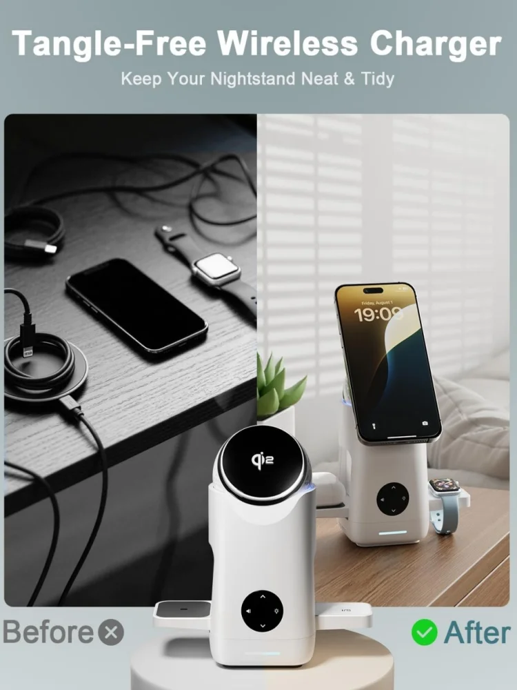 Qi2 3-in-1 Magnetic Wireless Charging Station for iPhone & AirPods