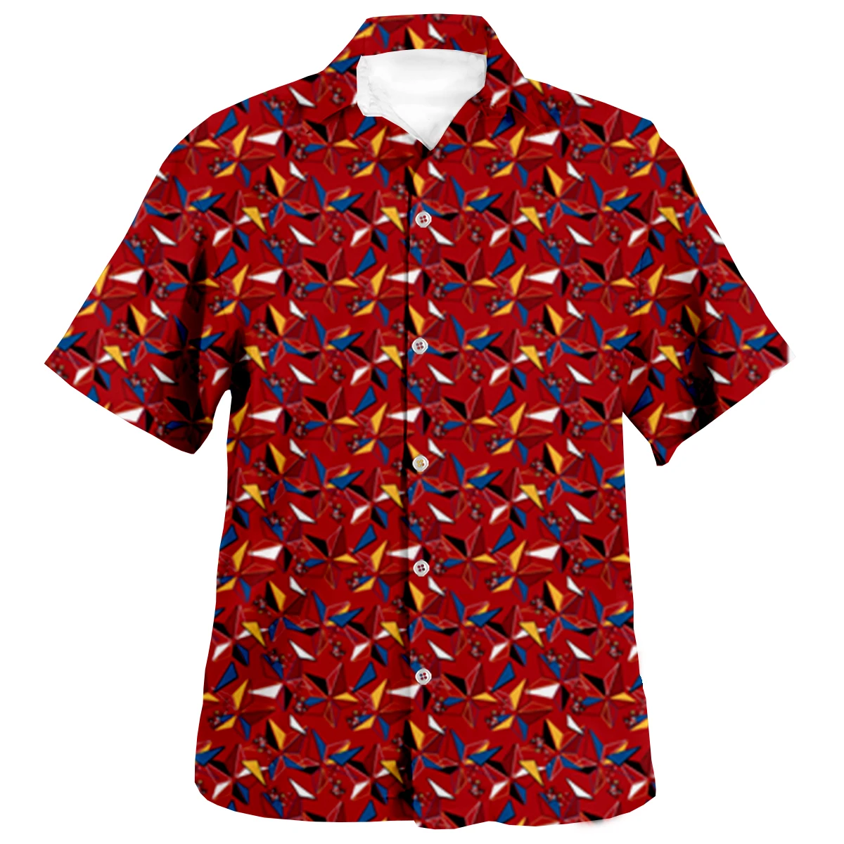 

Red Blue Pentagram Psychedelic Pattern 3D Beach Hawaii Summer Shirt Short Sleeve Shirt Loose Streetwear Oversized Chemise Hombre