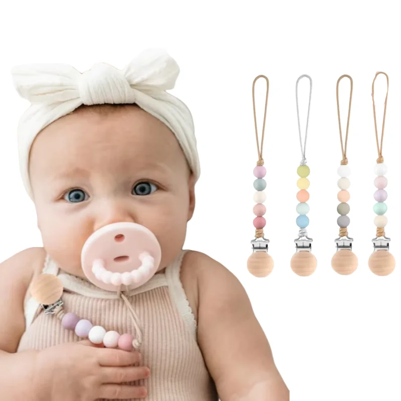 

Silicone Baby Pacifier Clip Dummy Holder Chain Soft Charming Design for Baby Shower Gift Essential Newborn Feeding Accessory