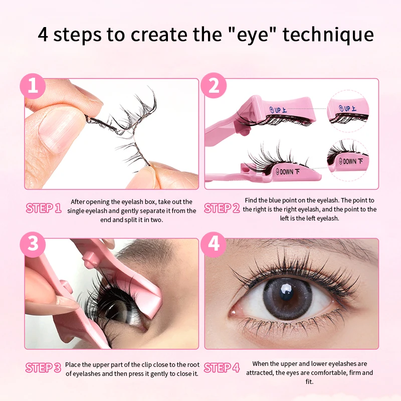 Sztuczne rzęsy BQI z lekkim magnetycznym mocowaniem, lekkie na górze, do codziennego makijażu, idealne do tworzenia perfekcyjnego makijażu oczu, nakładane jednym dotknięciem, wielokrotnego użytku.