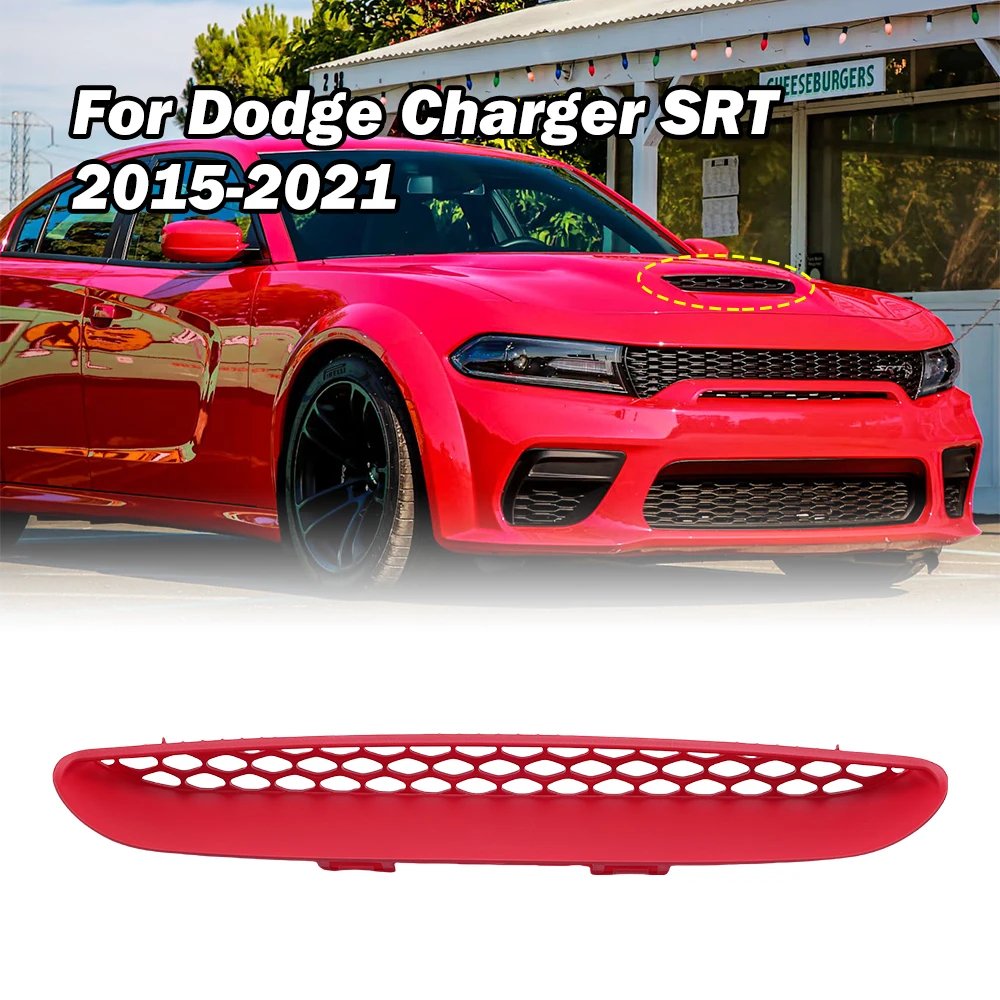 

Front Hood Scoop Cover Center Grid Grille for Dodge Charger SRT 2015-2021 Red ABS 68202462AD Grille Vent Trim car accessories