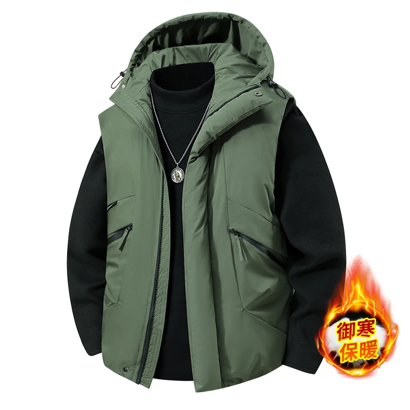 Autumn Winter Hooded Men Casual Vests Windproof Thicken Warm Sleeveless Jackets Fashion Comfortable Waistcoat Quality All-match